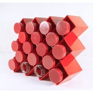 Vintage Red COPCO MCM Honeycomb Retro Wall Spice Rack By Lunge-Randel Made In